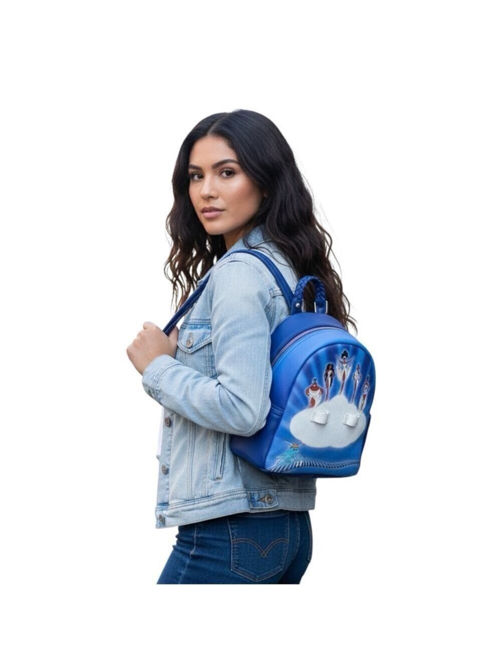 Disney Our Universe Hercules Muses Mini Backpack Blue Faux Leather